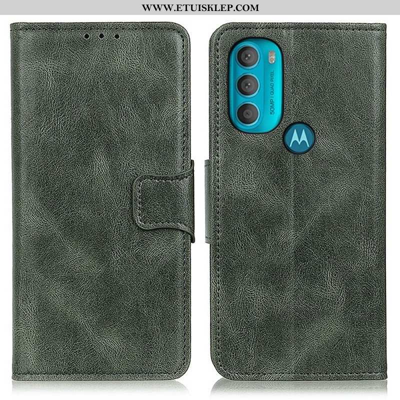 Etui Folio do Moto G71 5G Dwustronne Zapięcie Z Efektem Skóry